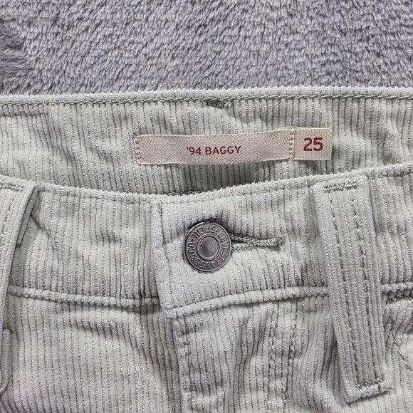 Levi's Pants Womens 25x31 Sage Green 94 Baggy Corduroy High Rise Straight Leg - Picture 5 of 12